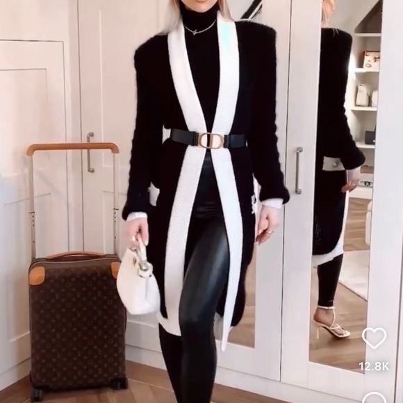 ❤️Blogger’s Favorite. New - Balmain Belted two- tone ribbed knit cardigan - Picture 3 of 12